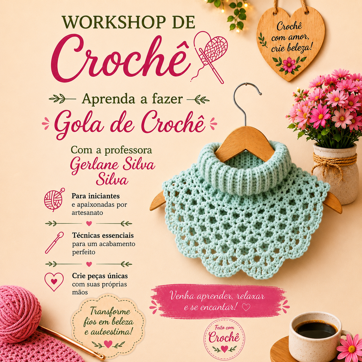 Workshop Gola de Crochê Com Gerlane Silva