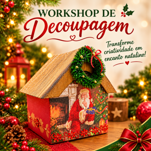Workshop Decoupagem em Madeira Natalina Com Angela Lopes